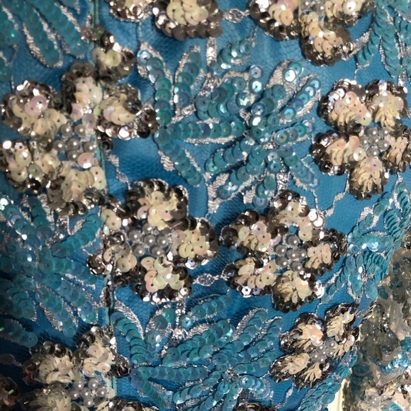 Blue sequin prom engagement ball gown dress size 8/10 - Picture 9 of 10
